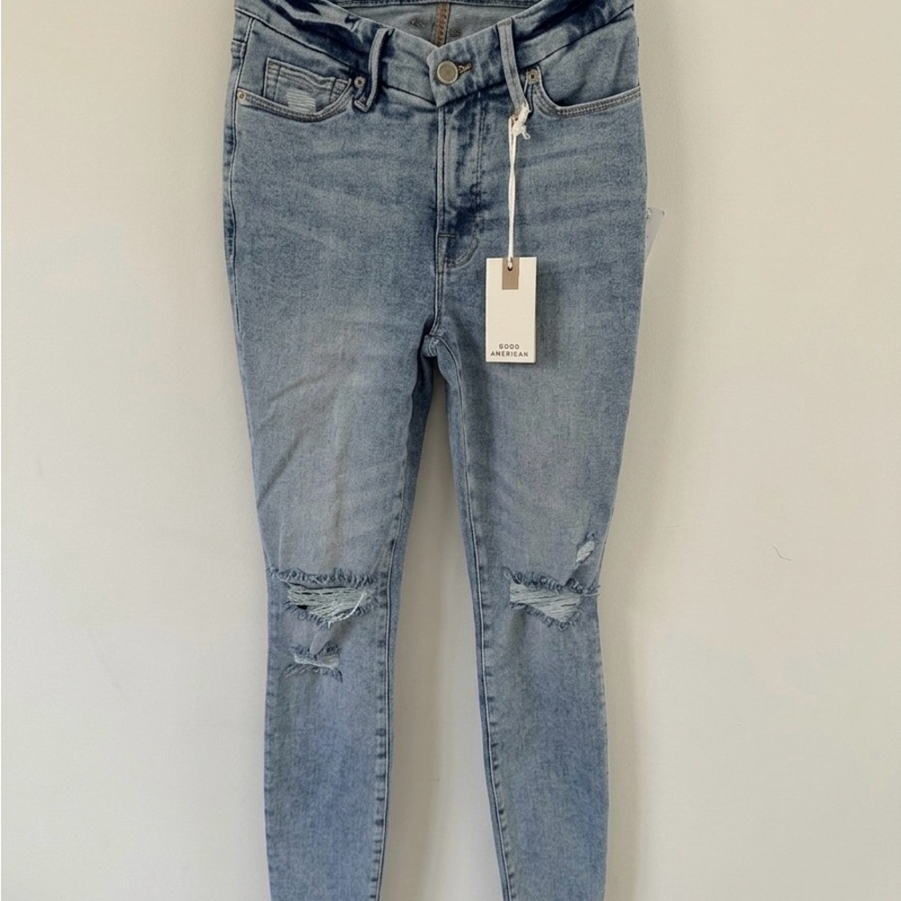 Good American Light Blue Distressed Skinny Jeans